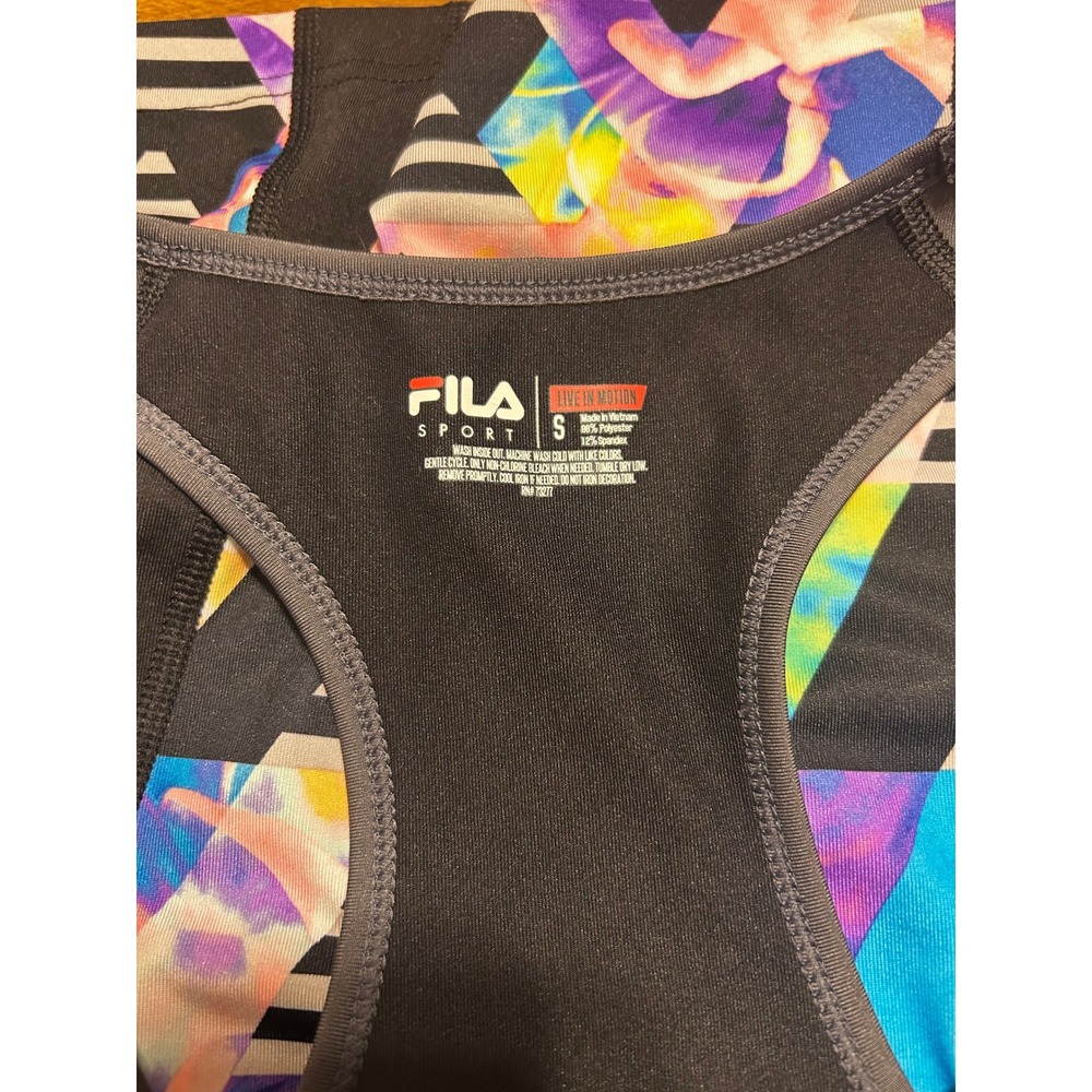 Fila Sport Tank Top Women Small Multi Excellent Geometric Racerback Activewear - Picture 6 of 6